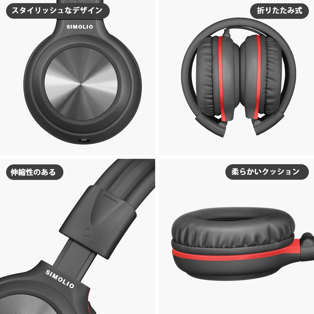 SIMOLIO Wired Headphones with Mic for and Foldable Headset with Volume Limit for Share Jack Airplane Computer Laptop Gift School, Boys, Girls, Kids,