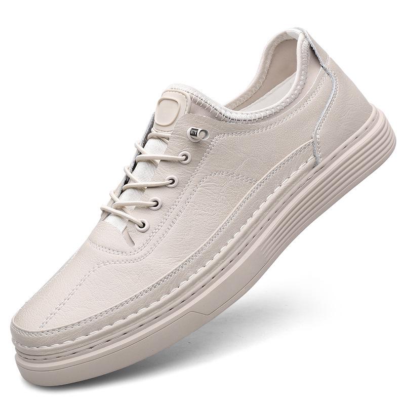 Men s Autumn Trendy Genuine Leather Casual Shoes - Simple, Versatile White European Style 42 бежевый