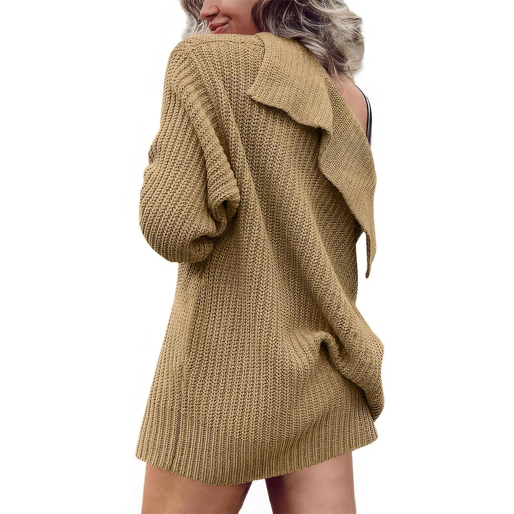 Damen Strickjacke Pullover Button-Down Langarm Übergroße Strick-Cardigans