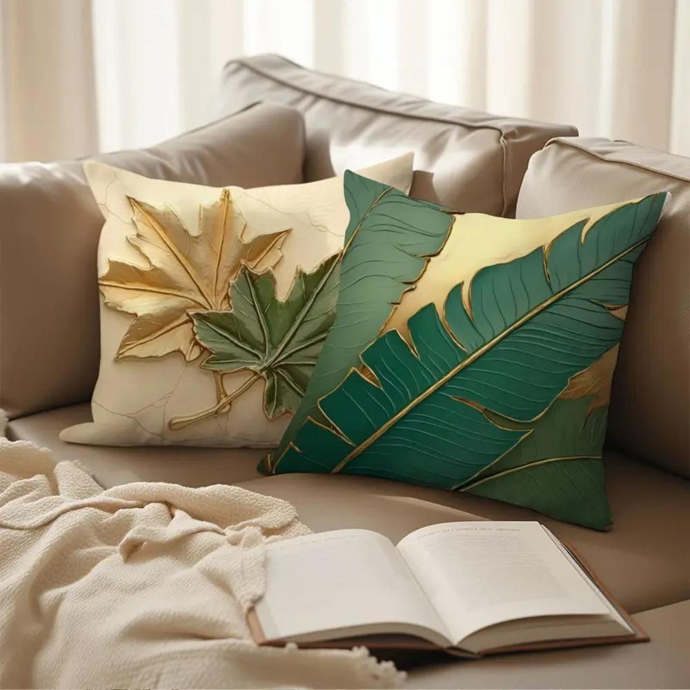 New Printed Leaf Pattern Pillowcase Polyester Modern Sofa Pillow Case 45*45cm Square Pillow Cover Home Decoration