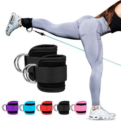 Sangles de Cheville de Fitness Réglables Anneau en D Supports Manchettes Gym Entraînements de Force des Jambes Poulie avec Boucle Protection Sportive Sécurité Abducteurs