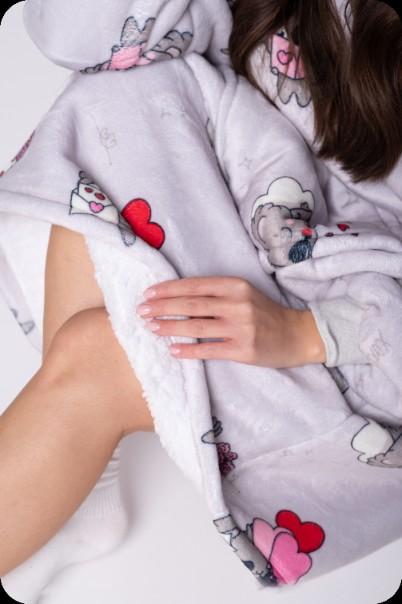 Blanket Sweatshirt Oversize Warm Thick Blanket Sweatshirt 2in1 Koala Furry [Kb-W31]