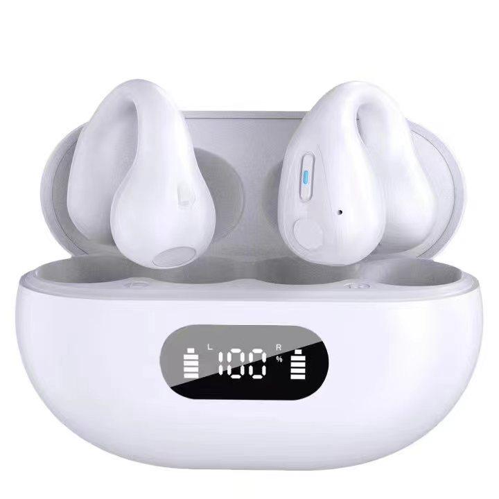 BH18 Low Power AI Dual Ear Clip Ear-Hook Bluetooth 5.3 Earphones with Digital Display