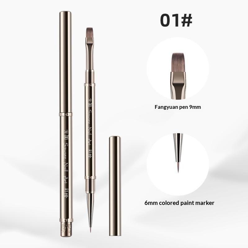 Double Head Nail Brush Metal Handle Uv Gel Liner Brush Painting Drawing Pen Crystal Acrylic Nail Art Manicure Brushes Tool