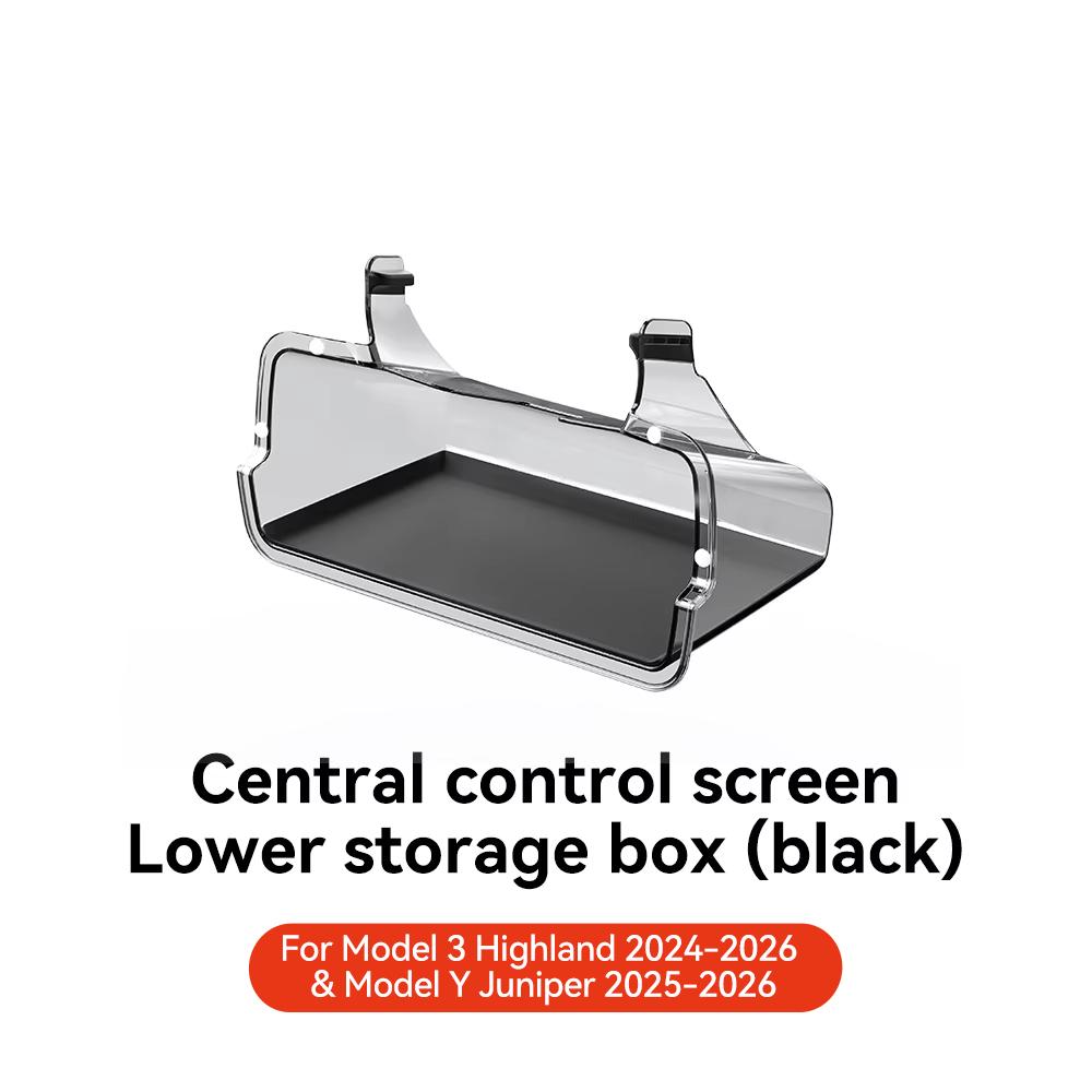 YZ For Tesla Model 3 Y Juniper Highland 2021-2025 Storage Box Hidden Center Console Organizer Tray Magnetic Under Screen Box