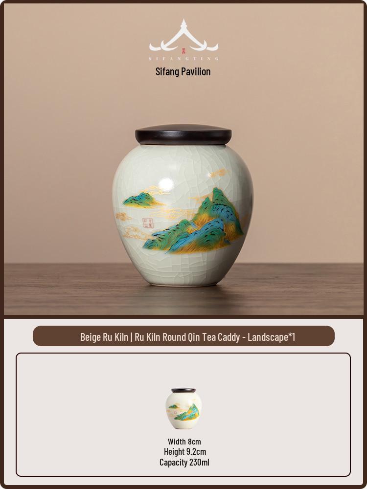 Airtight Ru Kiln Ceramic Tea Can: Moisture-Proof Storage Caddy with Gift Box for Home Use 230ml