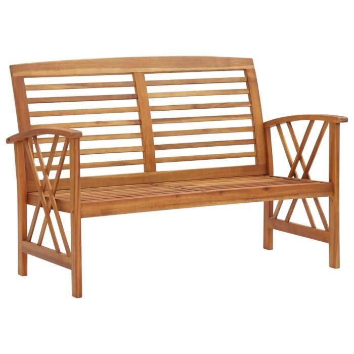 Banc de jardin - VIDAXL - 119 cm - Bois d'acacia massif - 3 places - Style naturel