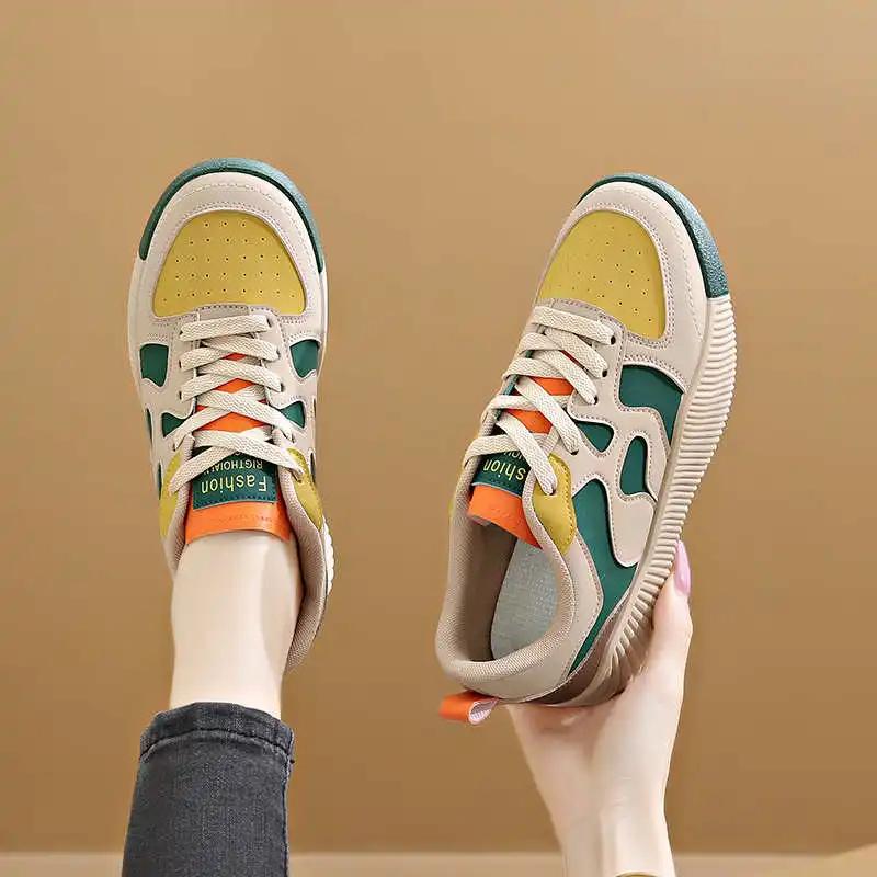 Thick Heel Normal Leather Deodorant Shoes Skateboarding Women's Youth Sneakers Ladies Boot Sport Hand Made Stylish Loafers