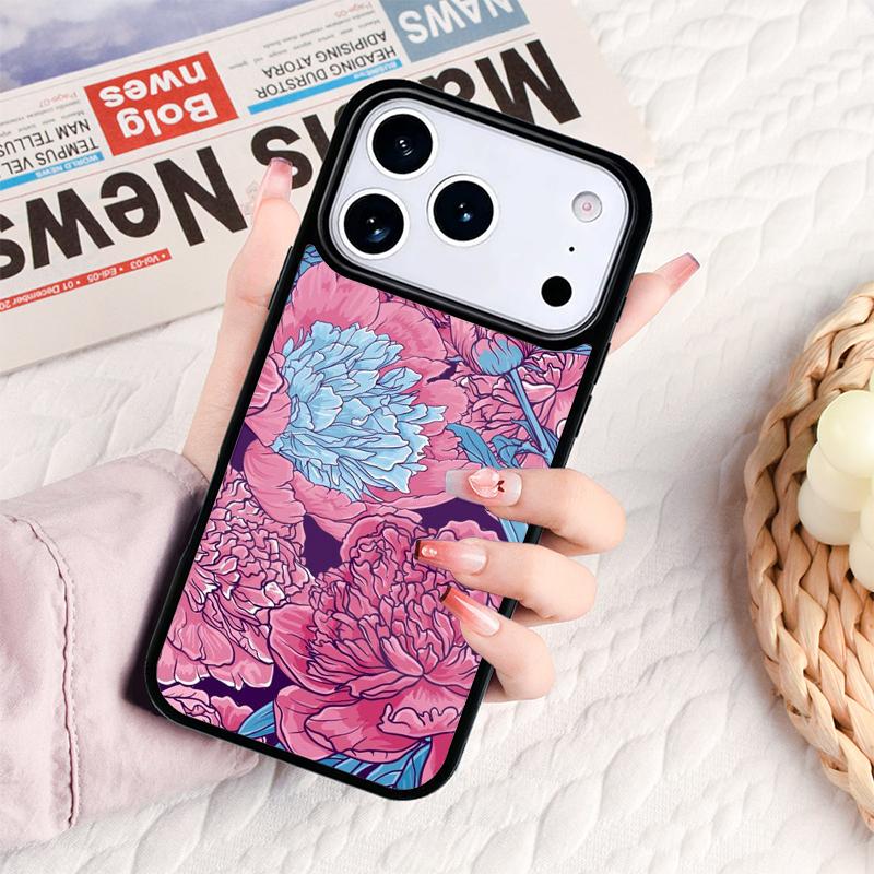 Peony Delicate Flower Phone Case For IPhone 17 16e 15 14 13 12 11 Pro Max Air Mini Soft Protective Cover