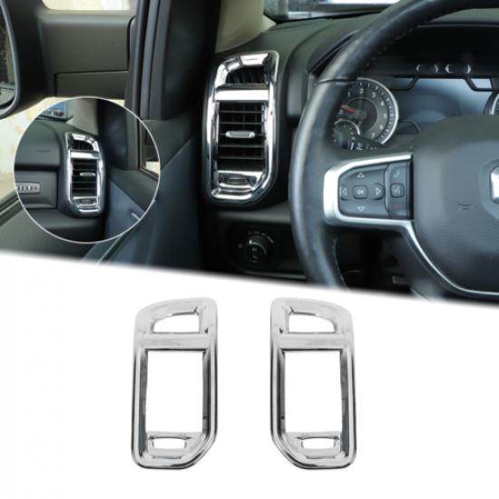 2pcs Car Center Console Side Air Vent Outlet Cover Trim For Dodge Ram 18+ Chrome