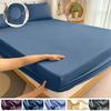 Soft Cotton Fitted Bed Sheet with Elastic Band Solid Color Mattress Cover for Single Double King Queen Bed 140/150/160/180/200