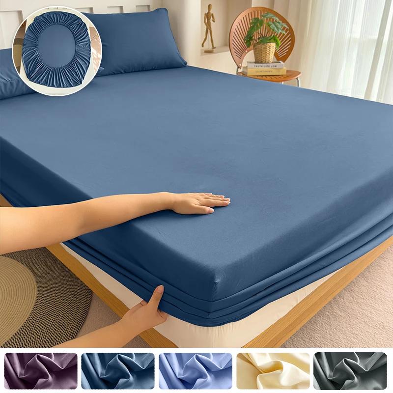 Lenzuolo sotto con angoli in morbido cotone con elastico Coprimaterasso tinta unita per letto Singolo Matrimoniale King Queen 140/150/160/180/200