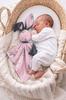 Zając Przytulanka Doudou Dwustronna Bawełna I Minky - Króliczki Różowe - Ciemny Szary