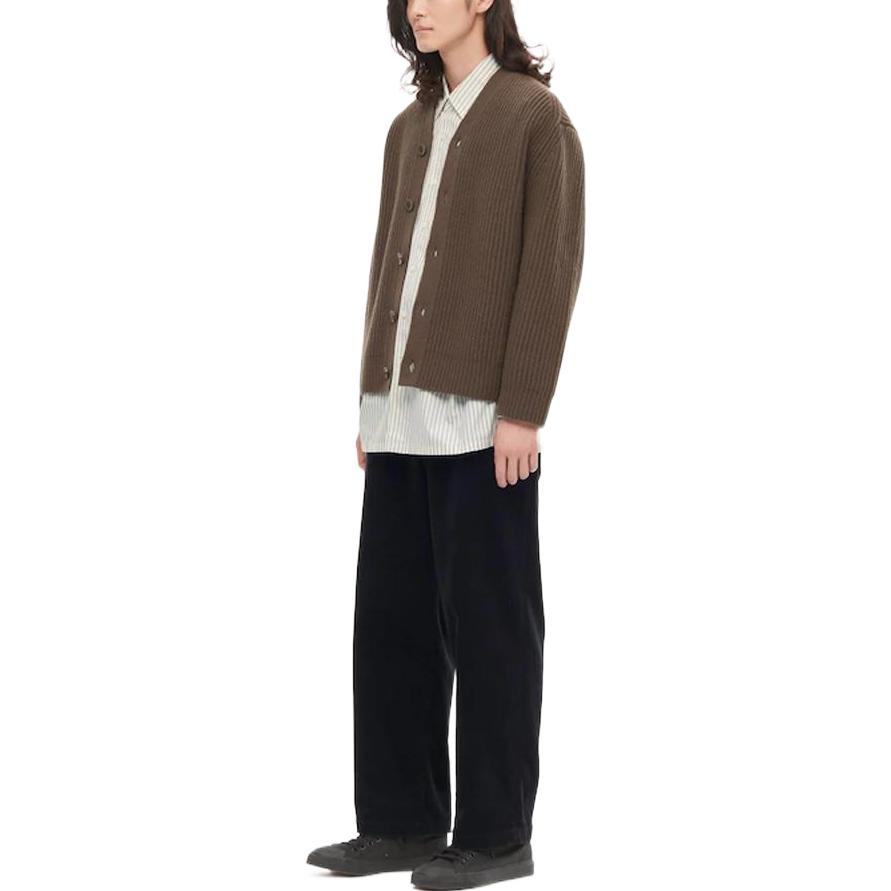 Uniqlo Ribbed Single-Breasted V-Neck Merad Knit Sweater Men Sweater Brown 453031-38