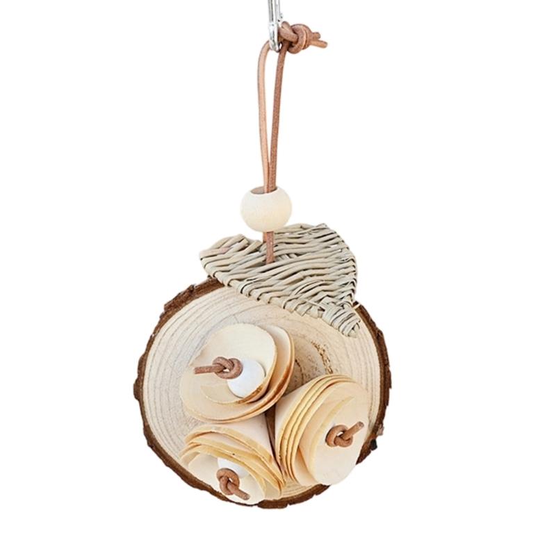 Natural Wooden Parrots Toy With Chewable Wooden Blocks For Small Birds Teeth Grinding And Playtimes Activity