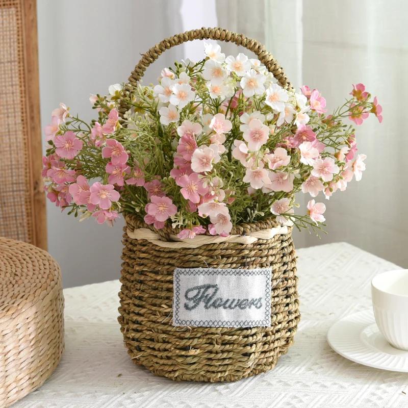 Rustic Flasket Set Artificial Flowers Dried Flowers Living Room Desktop Floral Art Decorations Small Floral Pattern Tia...