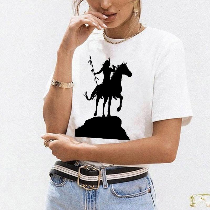 Women T Shirt 2025 Fashion Horse Graphics Harajuku Print Ladies Tee Tops O-Neck Short Sleeve Casual Tee Shirt Femme Dropshipping