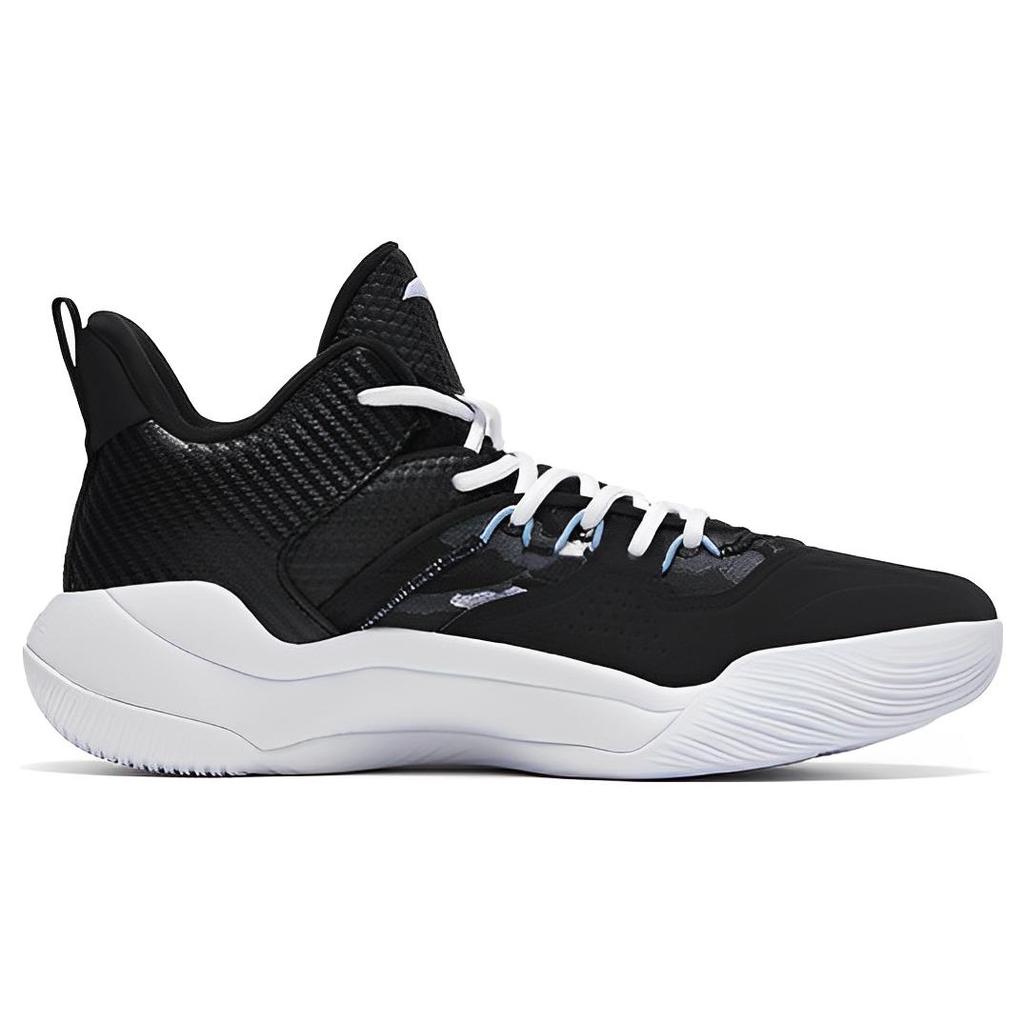 New Anta Laser 4 Anti Slip Wear Resistant Mid Top Basketball Shoes Men's Black White 112311607-7