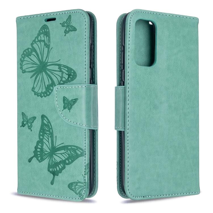 

Embossing Two Butterflies Pattern Horizontal Flip PU Leather Case with Holder & Card Slot & Wallet & Lanyard For Galaxy S20 золотистый