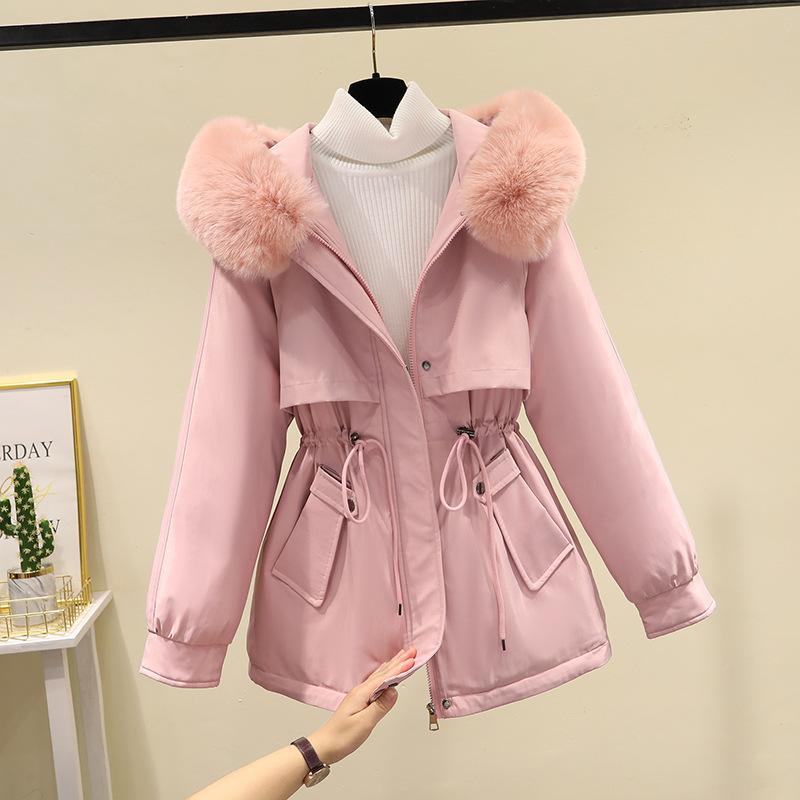

Pie overcome women s fleece thickened coat winter wear new fashion cotton-padded jacket down cotton-padded jacket M розовый