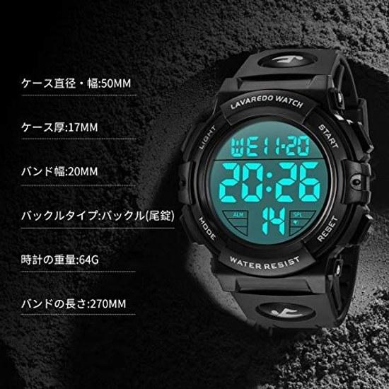 Relógio Esportivo Digital Masculino Senors 50 Metros à Prova d'Água Estiloso Multifunção Display LED para Exterior (4-Preto)