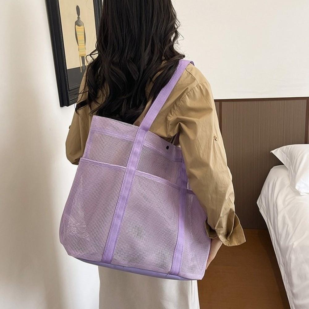 Lightweight Mesh Beach Bag Foldable Toiletries Organizer Fashion Toiletry Storage Bag Seaside