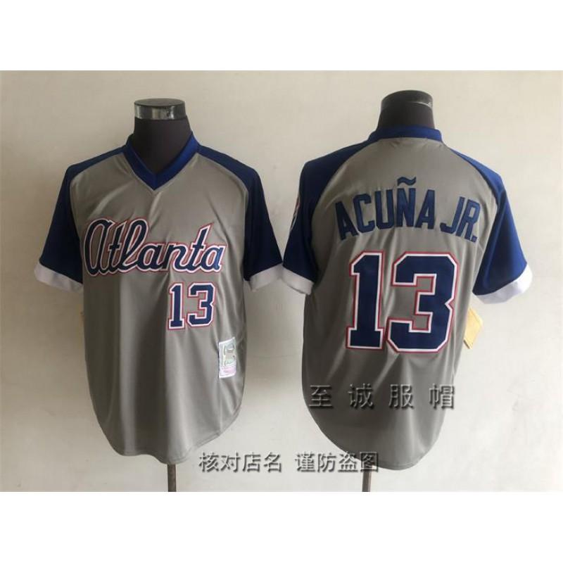 Mens Atlanta Braves Vintage Baseball Jersey 44 Hank Aaron Embroidered Retro MLB Fan Shirt Cotton Blend