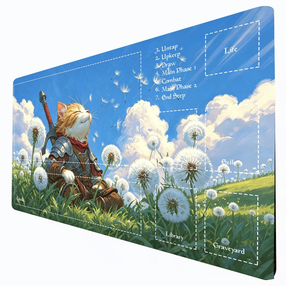 Warrior Cat Zoned MTG Playmat Trading Card Game Playmats 600x350mm TCG Play Mat Non-Slip Durable Stitched Edge Magic Card Mats