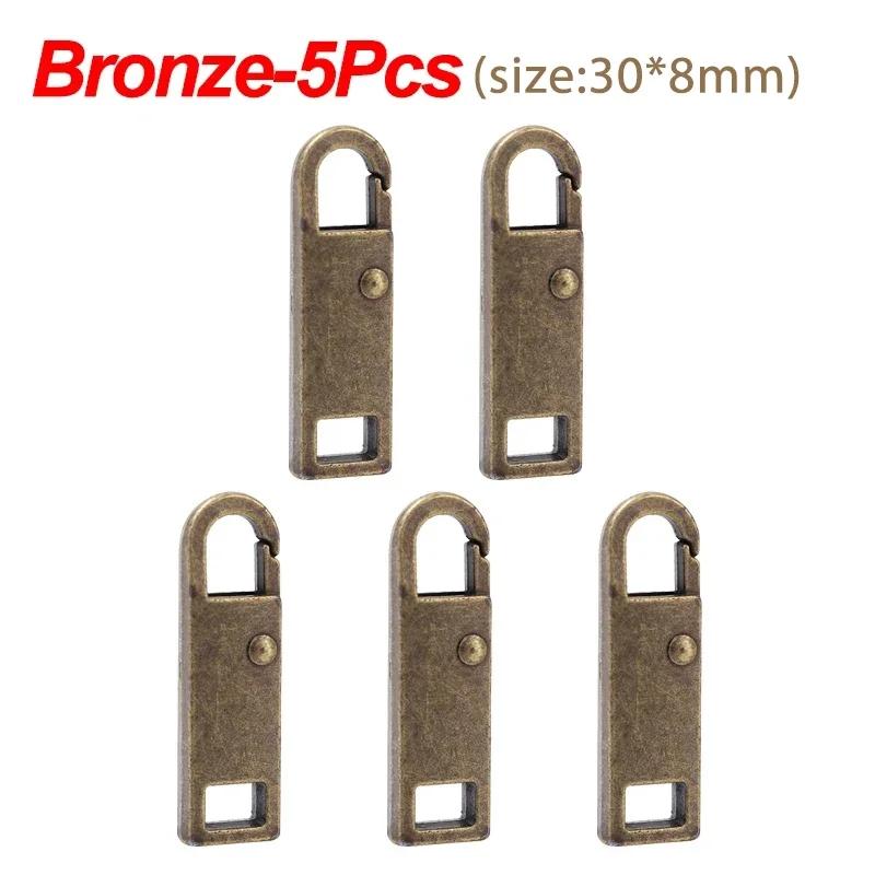 1/10pcs Durable Tool Free Zipper Repair Instant Replacement Metal Pull Slider Universal Detachable for Luggage Bags Clothing