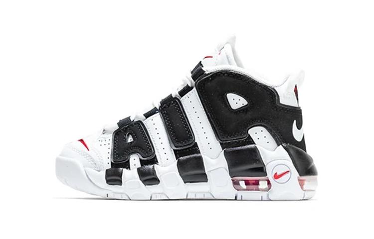 

Nike Air More Uptempo Cushioning Mid top Vintage Basketball Shoes Black White Kids DA9253-105 35