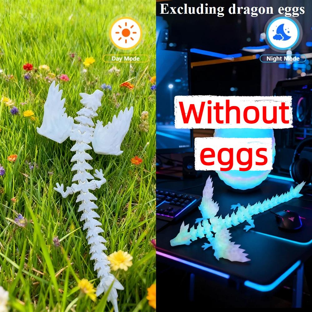 3D Printed Dragon Colorful Gem Dragon Figurines Movable Joint Rotatable Articulated Dragon Crafts Desktop Western Action Figure