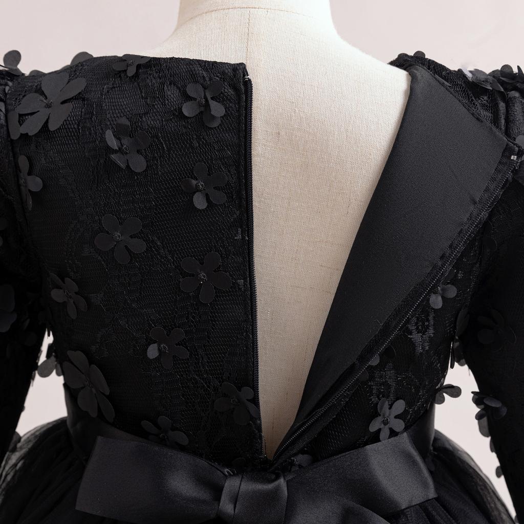 Flower Girl Princess Dress For Weddings Summer Kid Formal Bow Long Gown For School Evening Party Children New Year Cloth DZ752