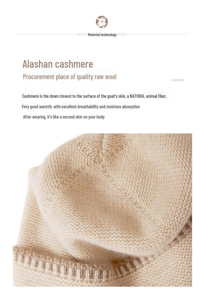 Unisex 100% Pure Cashmere Beanie with Ear Protection - Autumn/Winter Casual Knit Hat