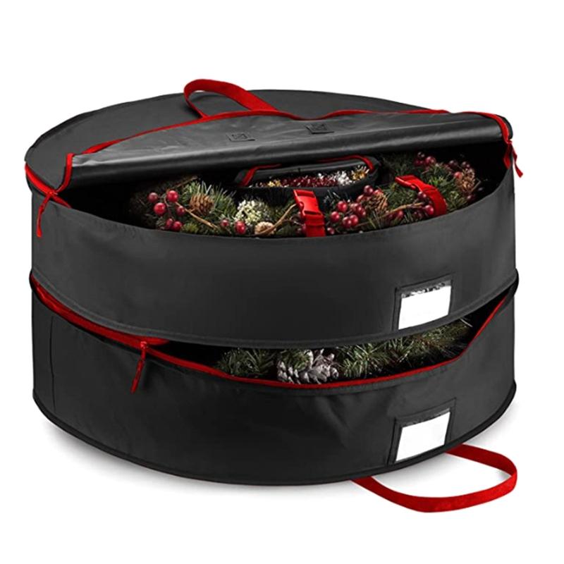 

Xmas Garland Storage Bag Gift Sorting Bags Large Capacity Organizer for Wreath чорний