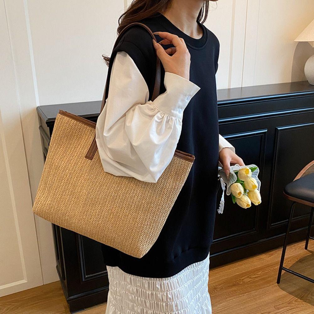 Leisure Straw Shoulder Bag Summer Tote Bag New Weave Straw Bag  for Women