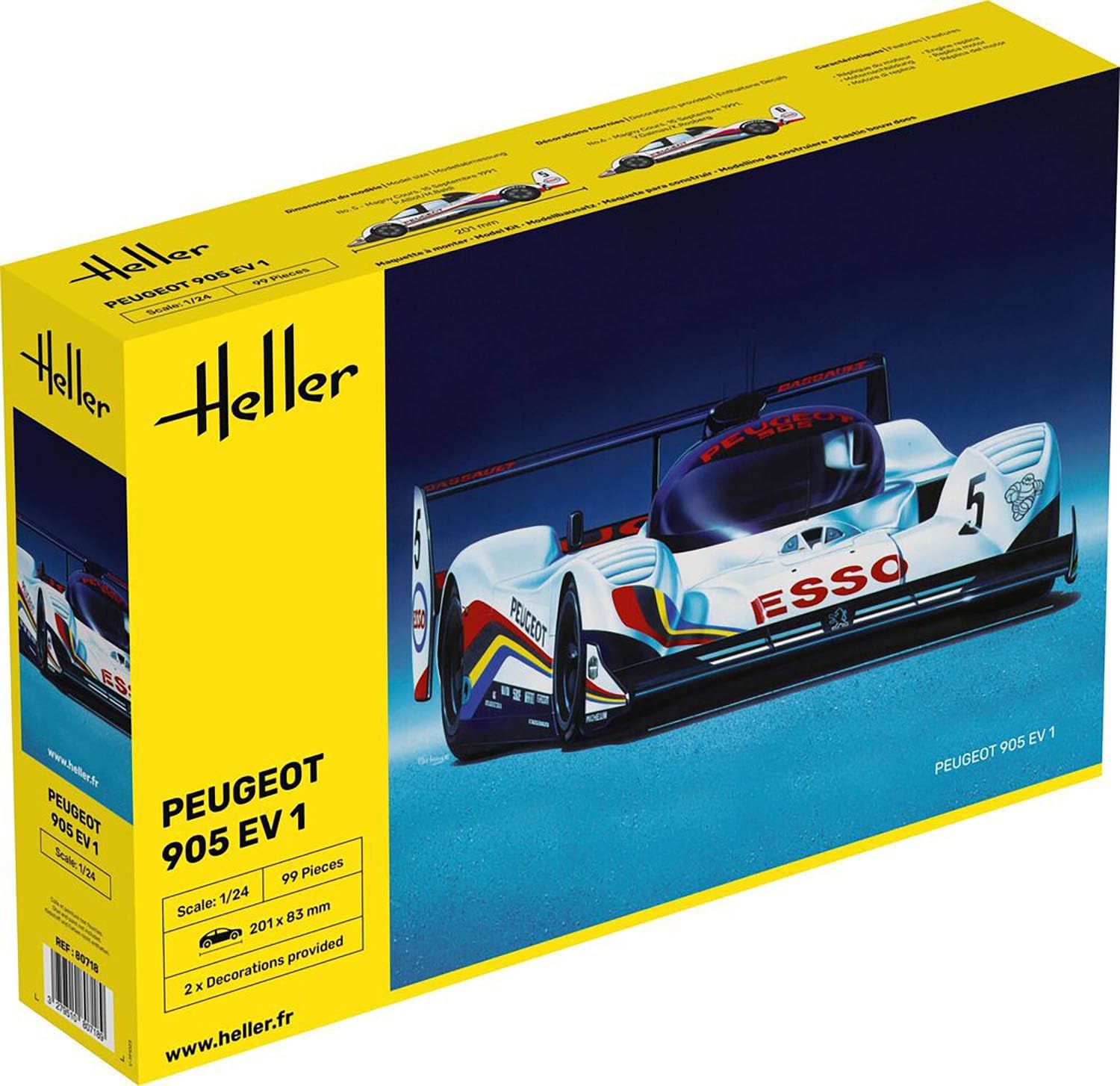 

Platz Peugeot 905 EV1 1991 SWC Plastic Model HE80718 Hérère 1/24 Magny-Cours (Car)
