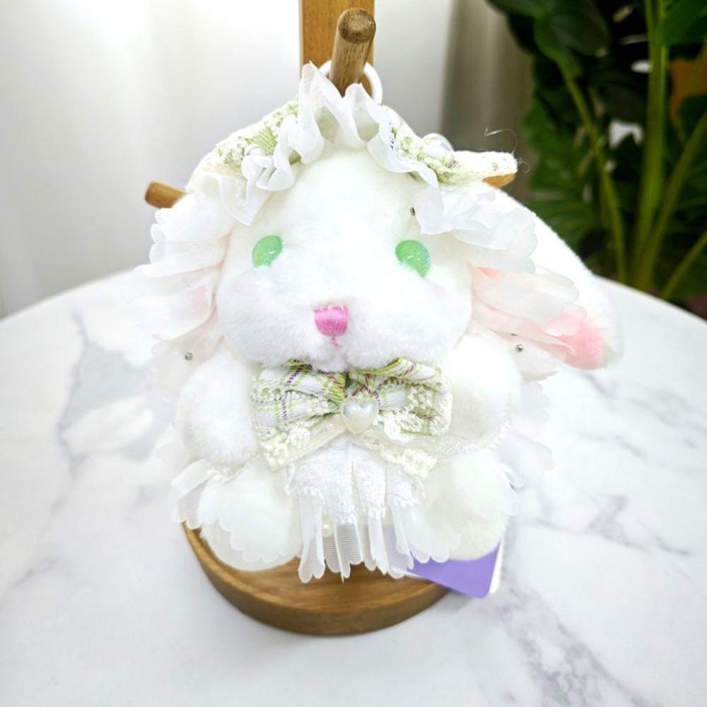 Princess Pearl Dress Plush Rabbit Keychain Cartoon Drooping Ear Rabbit Pendant  Backpack Decor