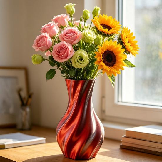 3D Printed Vase Decorative Spiral Flower Vase Modern Twisted Vase for Living Room, Shelf, Wedding & Dining Table Centerpiece, Farmhouse Home