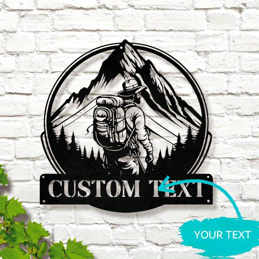 Metal Wall Art Hiking Mountain Decor Modern Personalized Gift for Men Indoor Outdoor