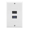 HDMIs USB3.0 Wall Plate USB3.0 Charger HDMIs Port Receptacle for Charging Supports 4K Ethernet Face Plate Office Setups