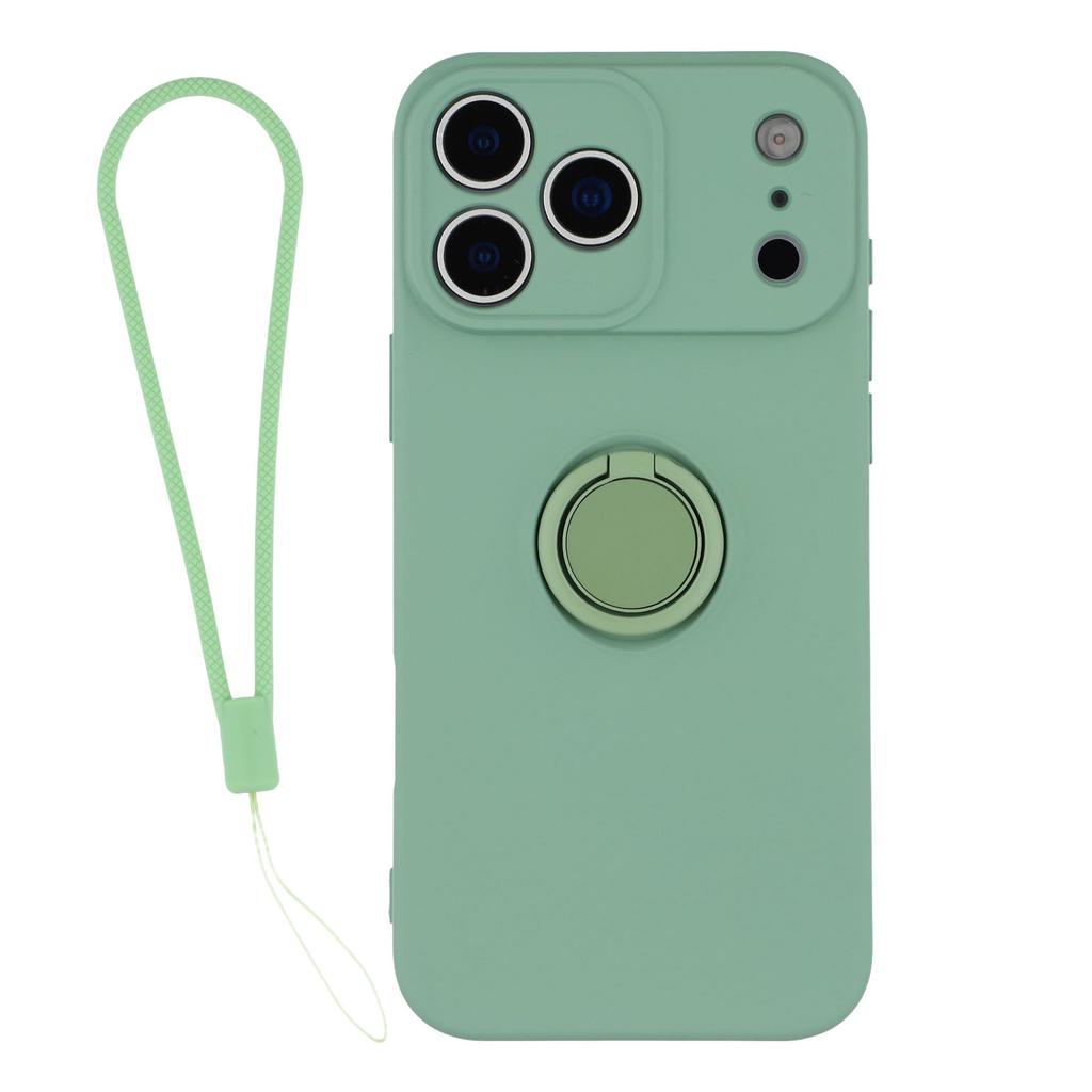 For iPhone 17 Pro Silicone Case with Strap Ring Kickstand Phone Cover