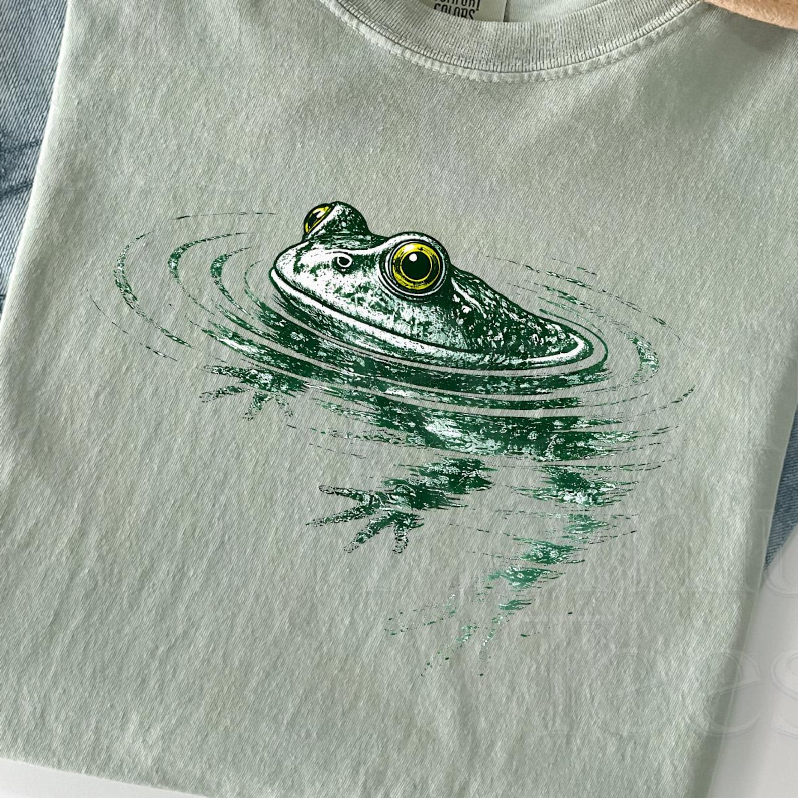 Frog Swimming Comfort Colors T-Shirt - Funny Animal Graphic Tee - Frog Lover Gift 2XL