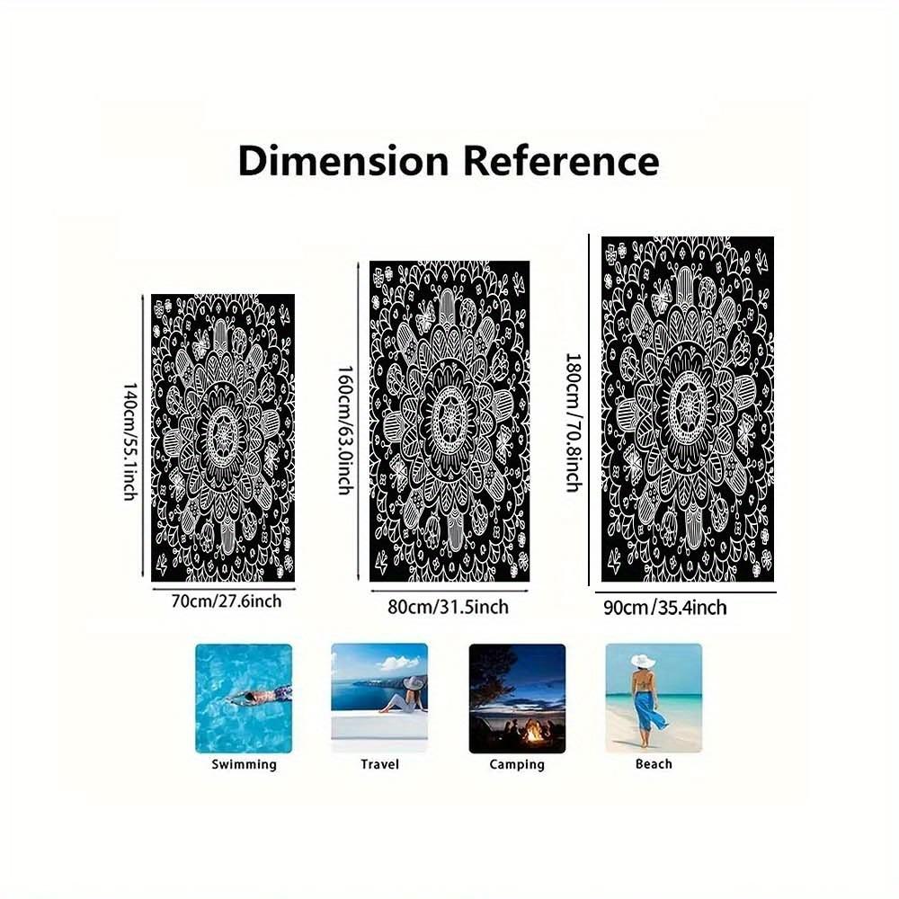 1 buc. Eșarfă de Plajă Mandala Supradimensionată din Microfibră - Moale, Ușoară, Versatilă, Esențială de Vară, cu Uscare Rapidă, Accesoriu Elegant de Călătorie