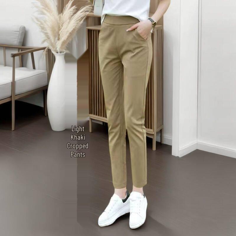 Petite Women s High-Waisted Slimming Cropped Cigarette Pants Summer 2025 2XL Recommended for 127-138 lbs