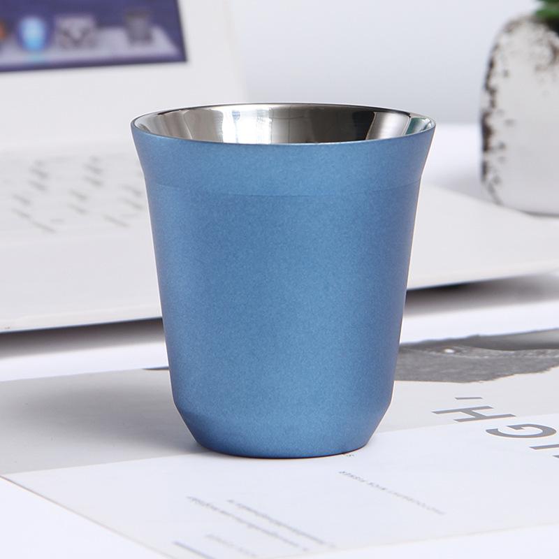 Summer Simple Flat Bottom Cup Stainless Steel Double-Layer Inner Tank Capsule Coffee Cup High-Grade Solid Color Water Cup