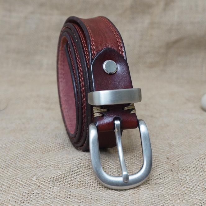 

3 см Нержавеющая сталь Унисекс Ремень Морщинистая строчка Итальянская воловья кожа Ремень Прямые продажи 120cm