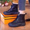 2024 Women's Fleece-Lined Waterproof Height-Boosting Snow Boots with Front Zipper and Thick Sole.