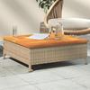 VidaXL Garden Table, Square Coffee Table with Hole, Outdoor Terrace Balcony Patio Furniture, Beige Wicker and 3281631