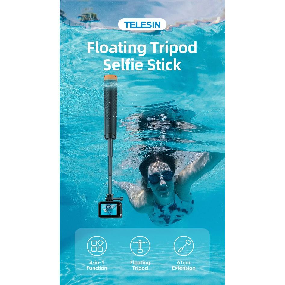 TELESIN Underwater Buoyancy Bar Diving Extendable Selfie Stick Tripod For Gopro Insta360 DJI OSMO Action Camera Accessories