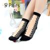 5 Pairs of Women's Spring and Summer Thin Ice Silk and Cotton Bottom Crystal Silk Anti Hook Silk Stockings